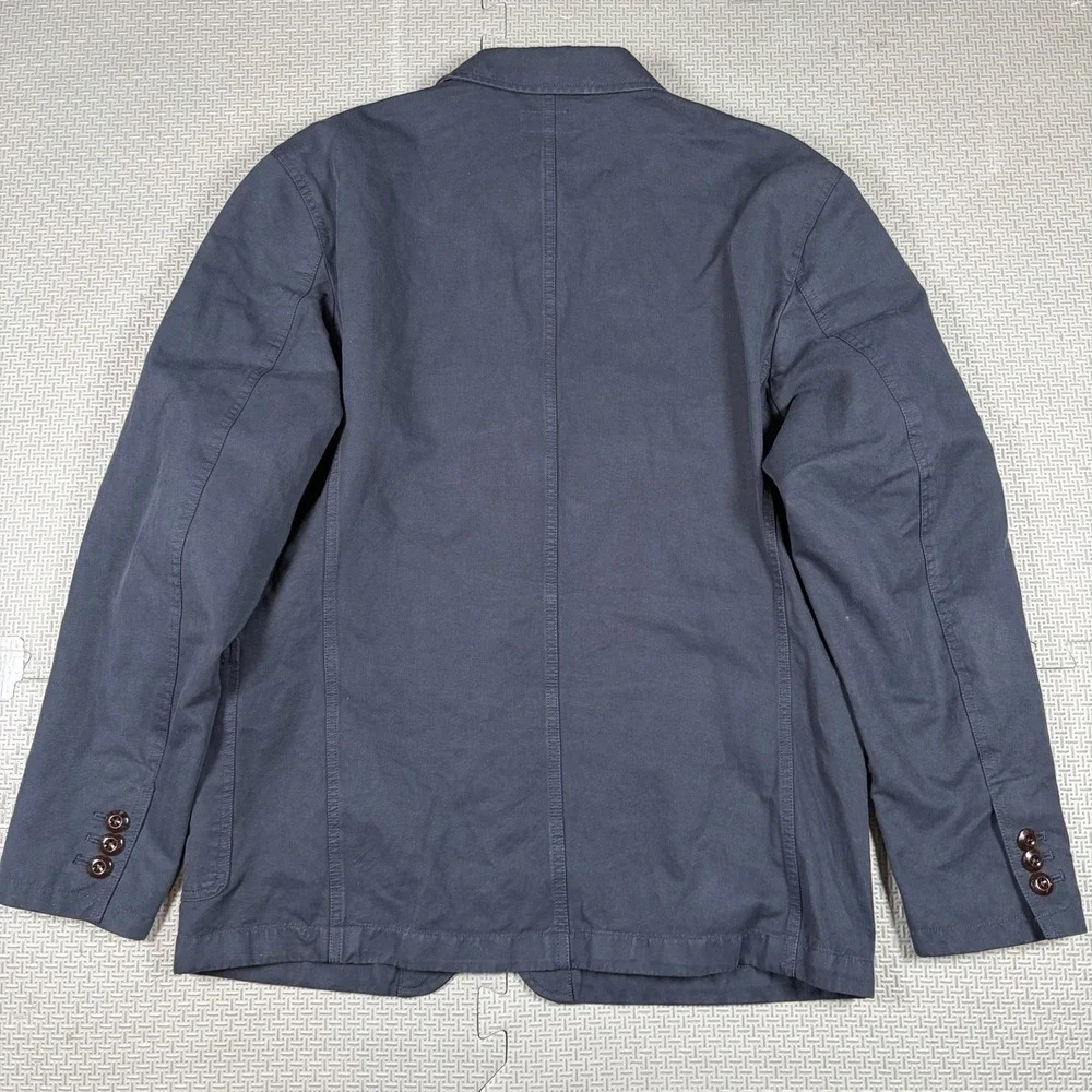 Wallace & Barnes New York Blue Chore Jacket Linen Blend 40s J Crew Men's Coat